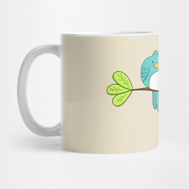 Lovely Bird Branch Hand Drawn by Mako Design 